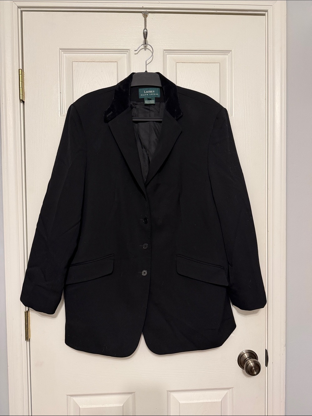 Lauren Ralph Lauren Black Velvet-Collar Tailored Blazer